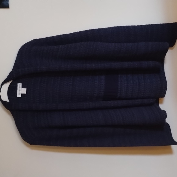 Christopher & Banks Sweaters - NAVY CARDIGAN,NO FRONT CLOSURE,LOVELY KNIT, LG.BLUE STRIPE 3/4 DOWN BACK    SZ S